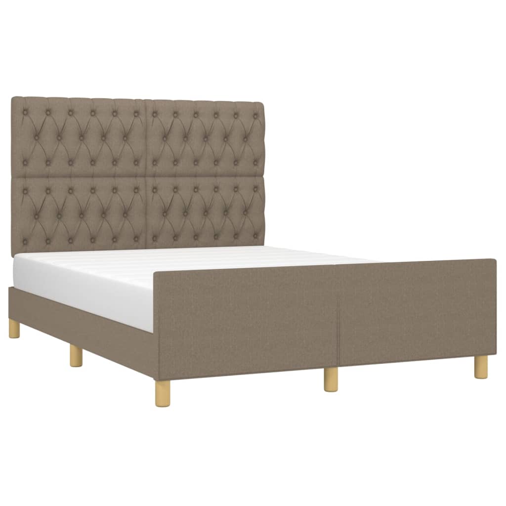 vidaXL Rama łóżka bez materaca, taupe, 140x200 cm, obita tkaniną