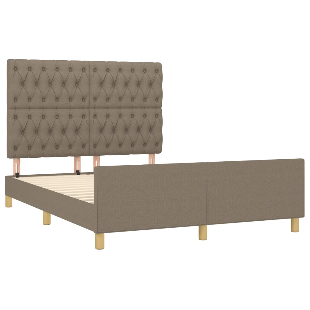 vidaXL Rama łóżka bez materaca, taupe, 140x200 cm, obita tkaniną