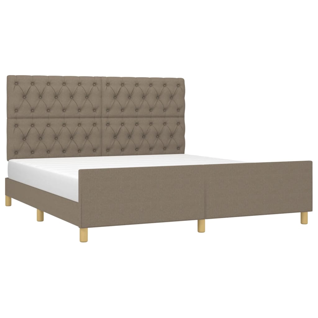 vidaXL Rama łóżka bez materaca, taupe, 160x200 cm, obita tkaniną