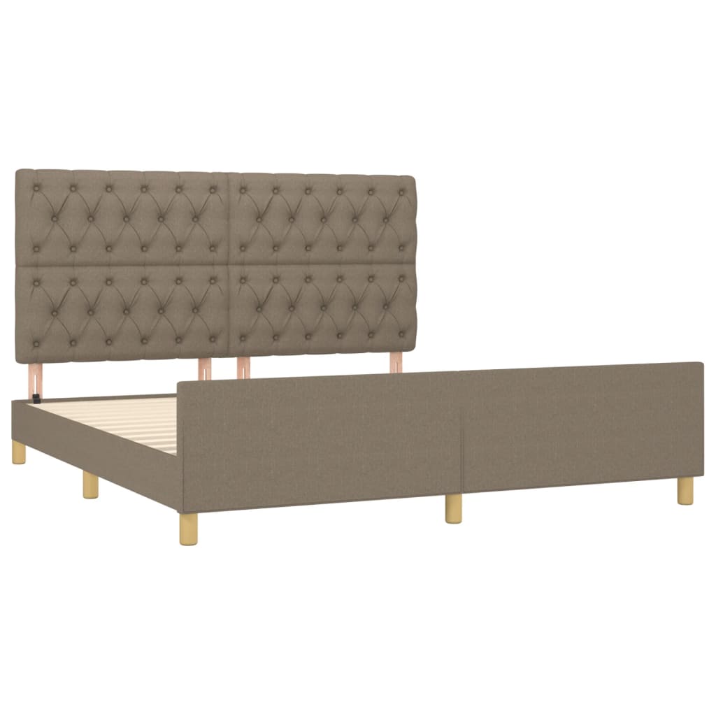 vidaXL Rama łóżka bez materaca, taupe, 160x200 cm, obita tkaniną