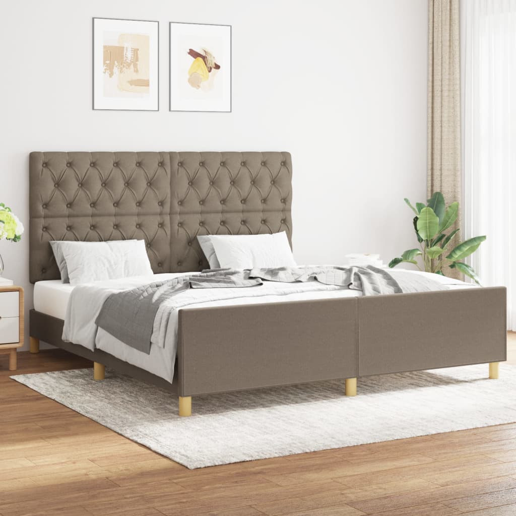 vidaXL Rama łóżka bez materaca, taupe, 160x200 cm, obita tkaniną