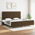 vidaXL Rama łóżka z zagłówkiem, ciemnobrązowa 200x200 cm obita tkaniną