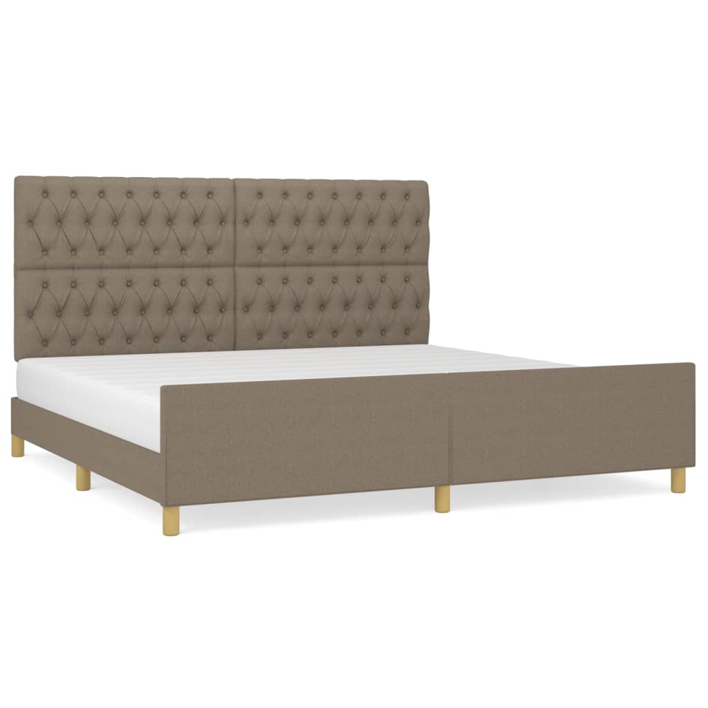 vidaXL Rama łóżka z zagłówkiem, kolor taupe, 200x200 cm, obita tkaniną