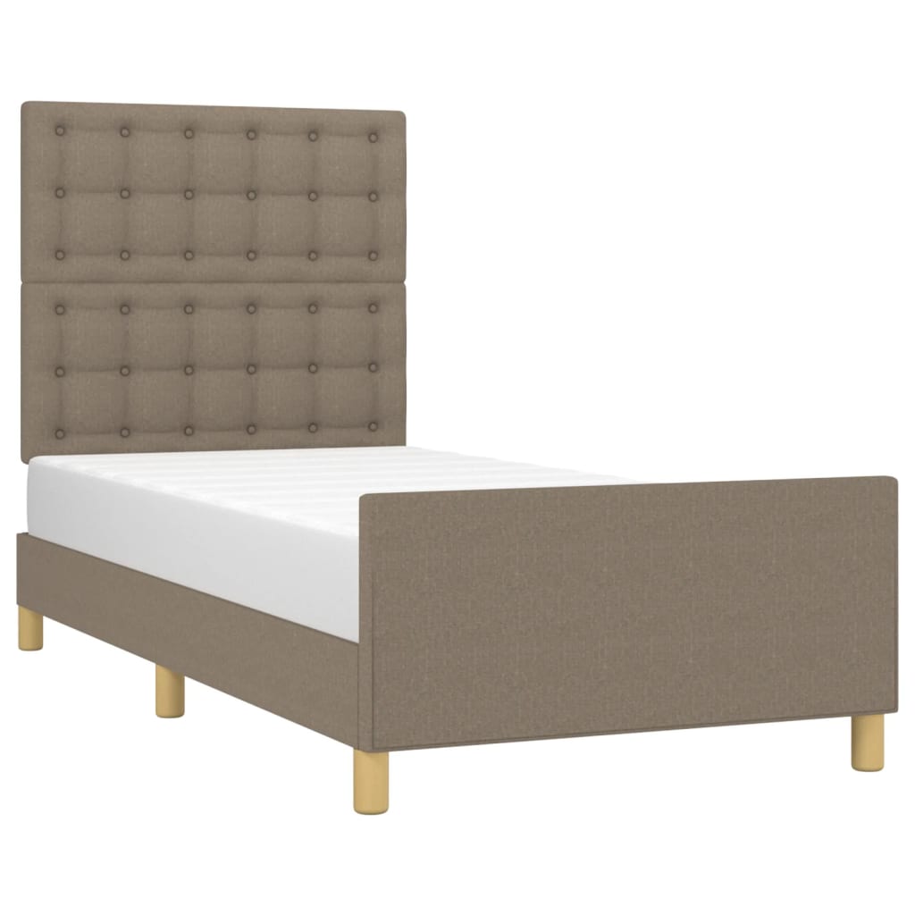 vidaXL Rama łóżka bez materaca, taupe, 100x200 cm, obita tkaniną