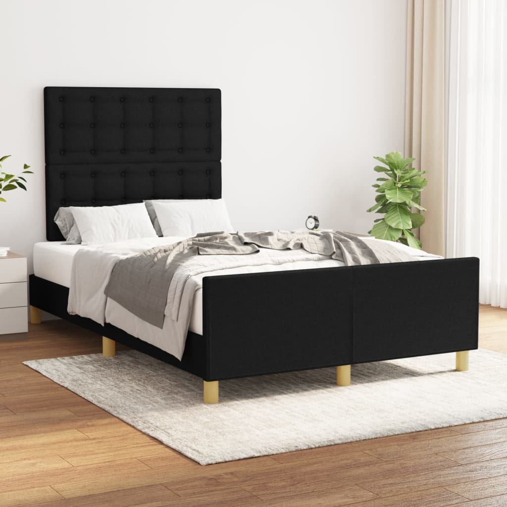 vidaXL Rama łóżka bez materaca, czarna, 120x200 cm, obita tkaniną