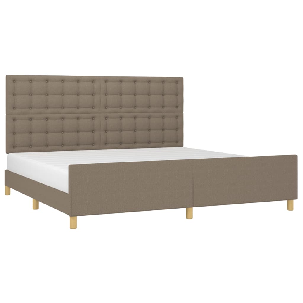 vidaXL Rama łóżka bez materaca, taupe, 200x200 cm, obita tkaniną