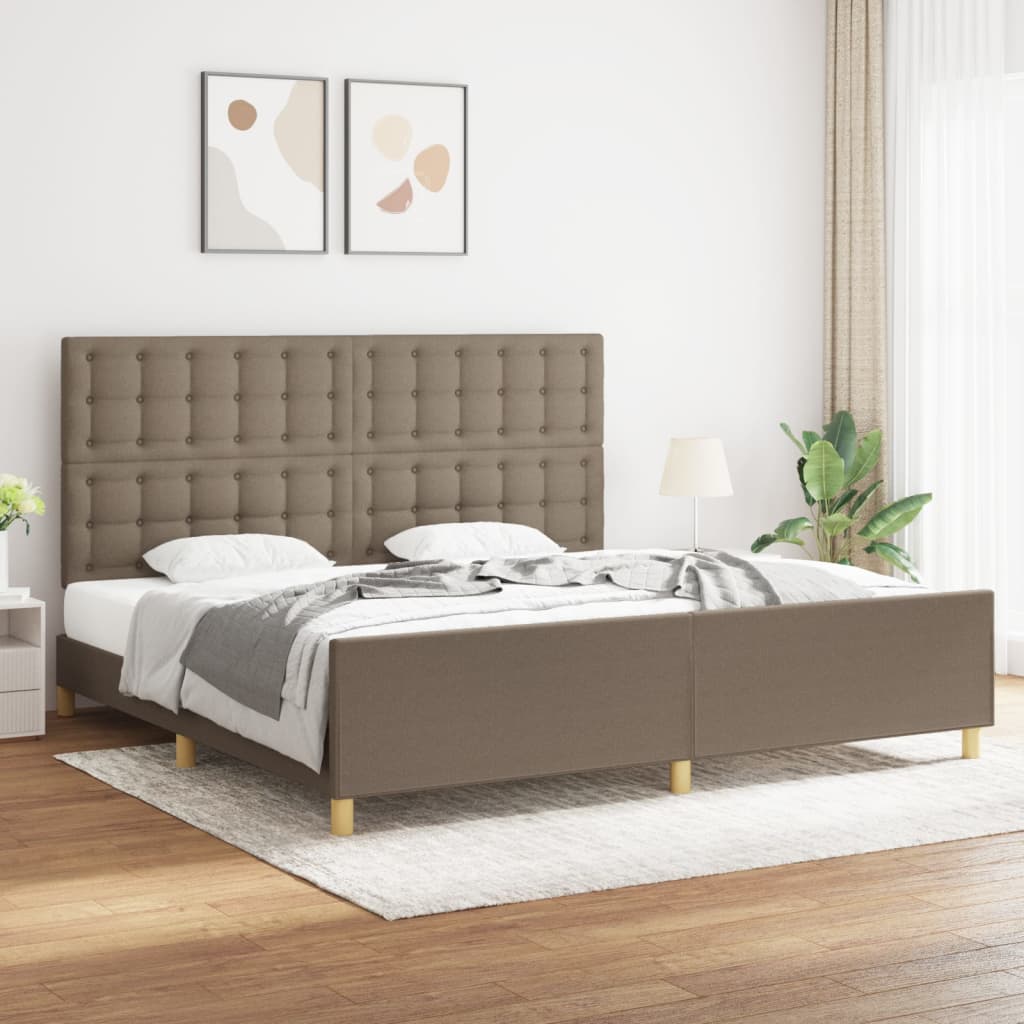 vidaXL Rama łóżka bez materaca, taupe, 200x200 cm, obita tkaniną