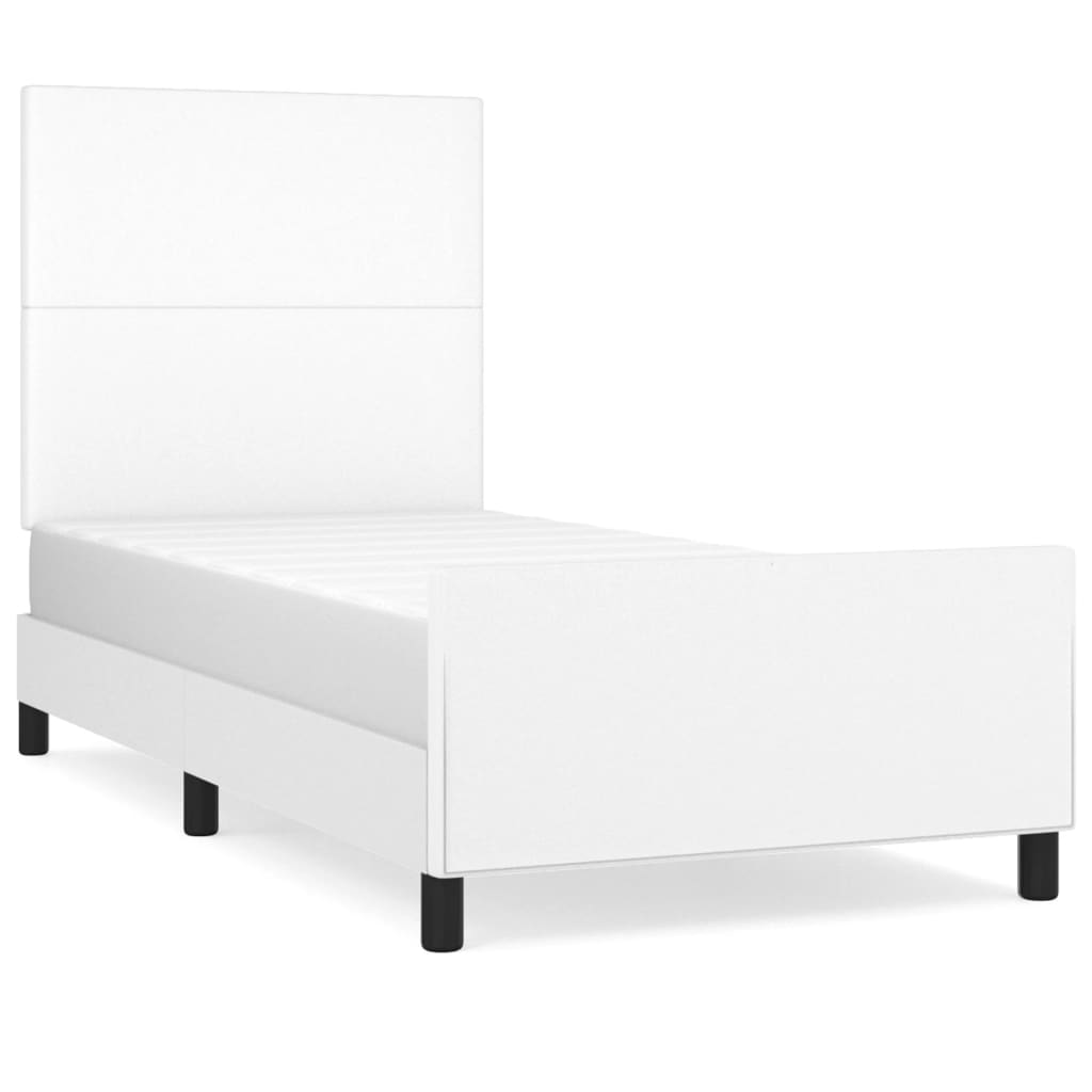 vidaXL Rama łóżka z zagłówkiem, biała, 80x200 cm, sztuczna skóra