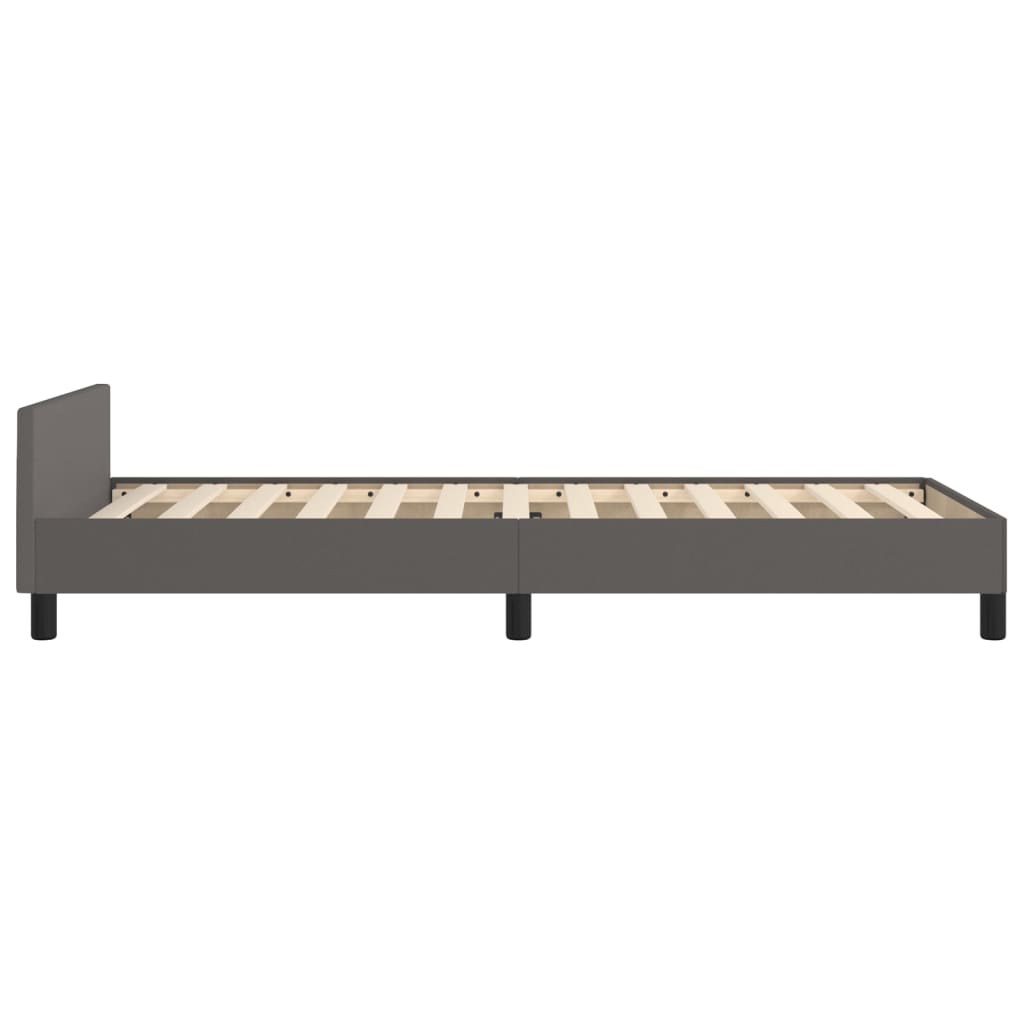vidaXL Rama łóżka z zagłówkiem, szara, 90x190 cm, sztuczna skóra