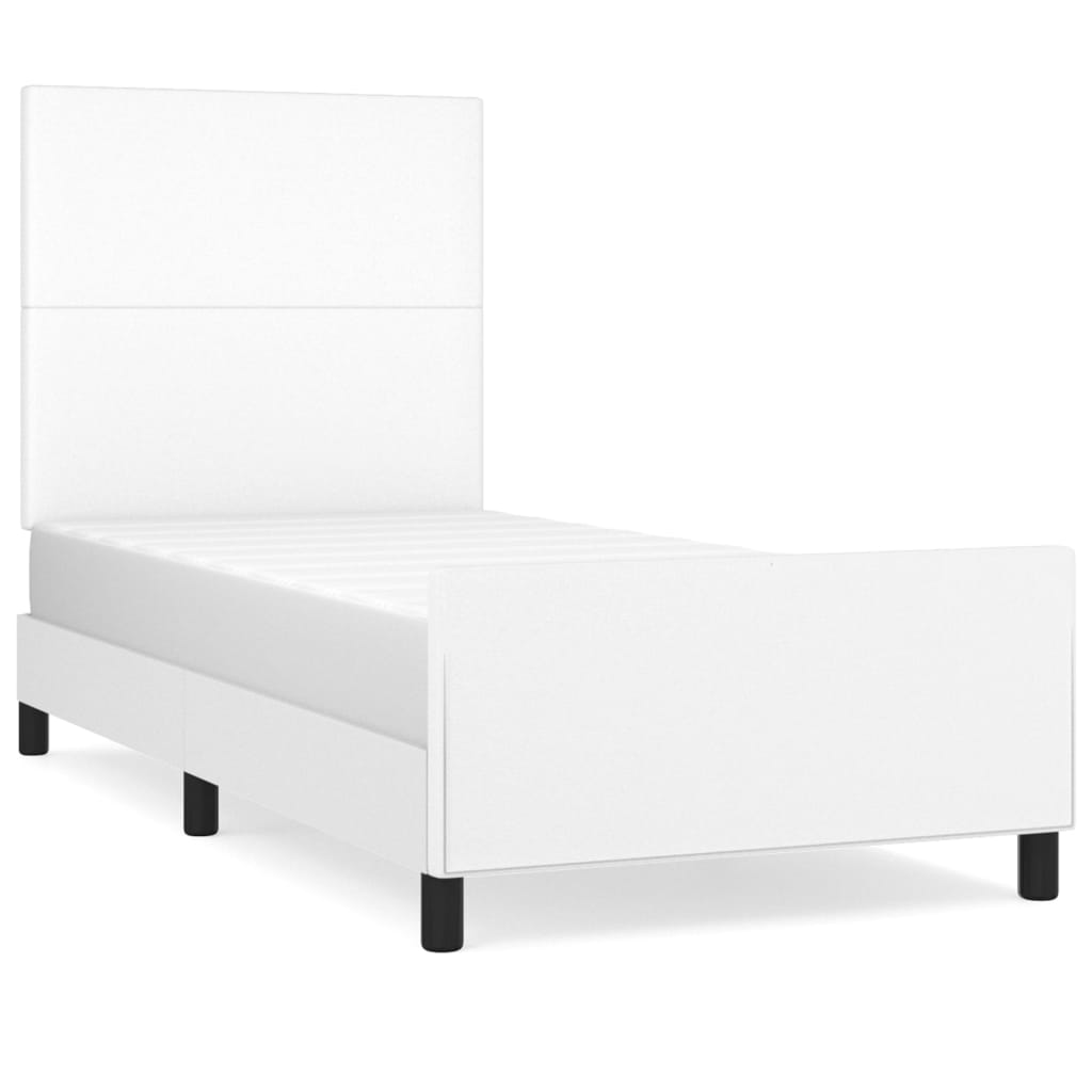 vidaXL Rama łóżka z zagłówkiem, biała, 90x200 cm, sztuczna skóra
