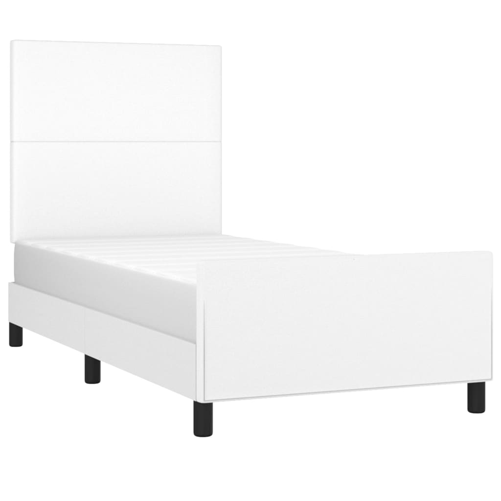 vidaXL Rama łóżka z zagłówkiem, biała, 90x200 cm, sztuczna skóra
