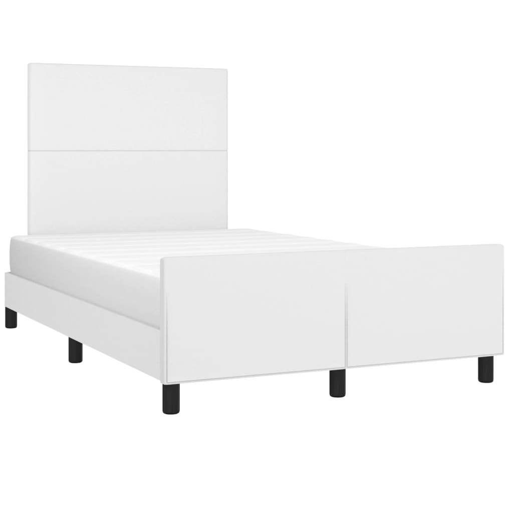 vidaXL Rama łóżka z zagłówkiem, biała, 120x200 cm, sztuczna skóra