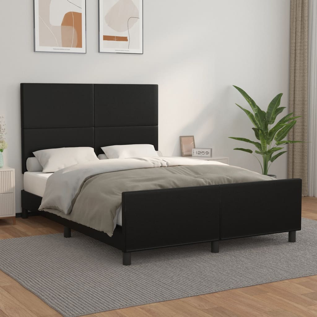 vidaXL Rama łóżka z zagłówkiem, czarna, 140x200 cm, sztuczna skóra