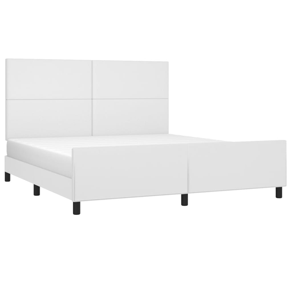 vidaXL Rama łóżka z zagłówkiem, biała, 160x200 cm, sztuczna skóra