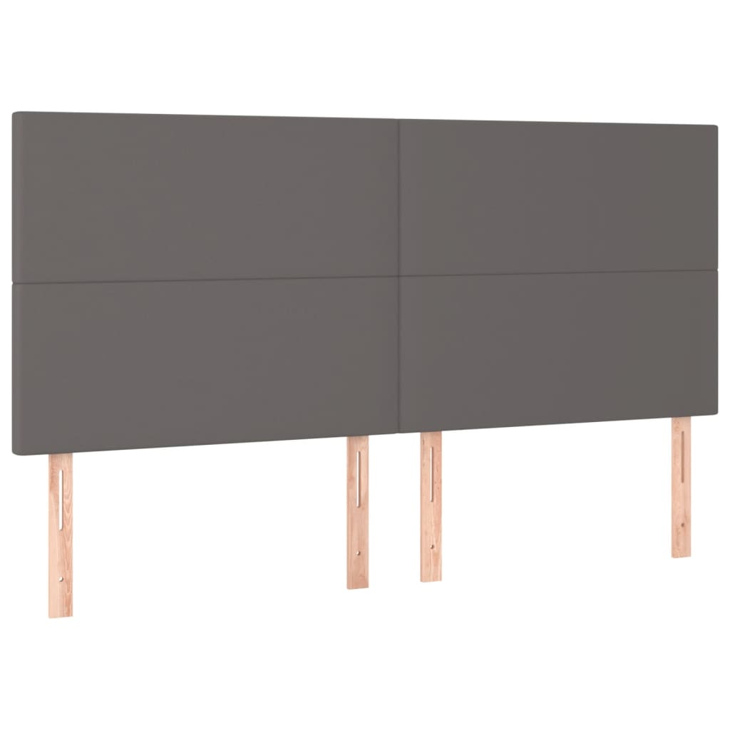 vidaXL Rama łóżka z zagłówkiem, szara, 160x200 cm, sztuczna skóra