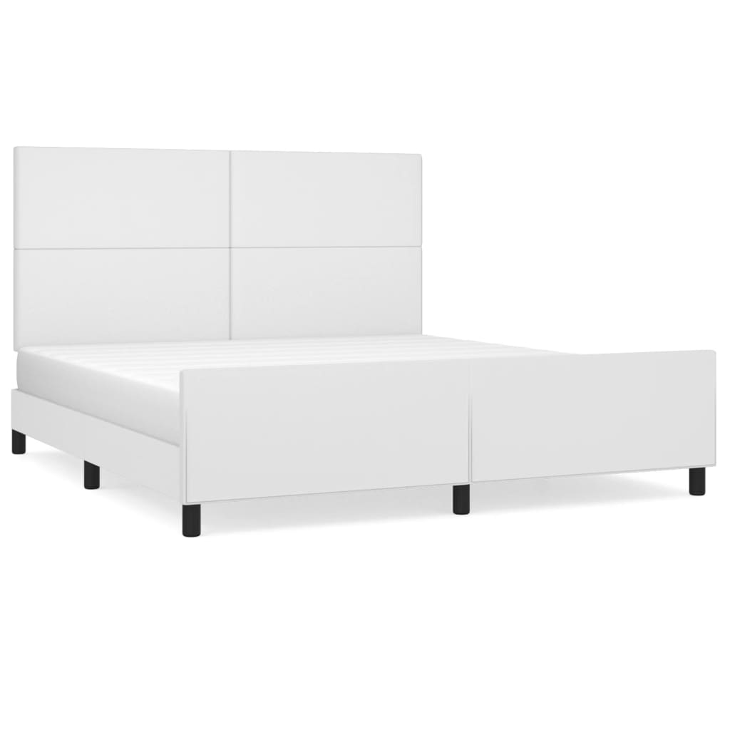 vidaXL Rama łóżka z zagłówkiem, biała, 180x200 cm, sztuczna skóra