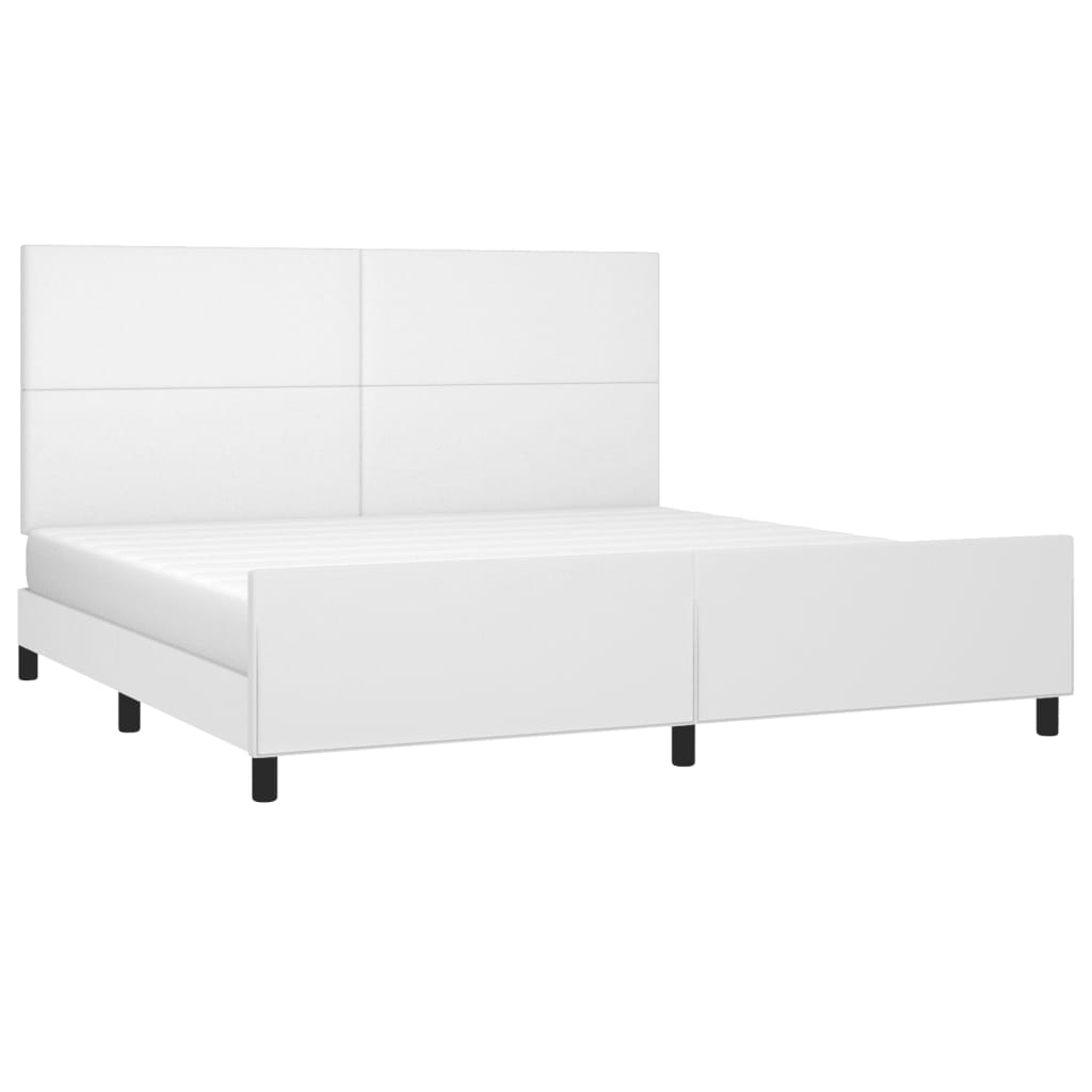 vidaXL Rama łóżka z zagłówkiem, biała, 200x200 cm, sztuczna skóra