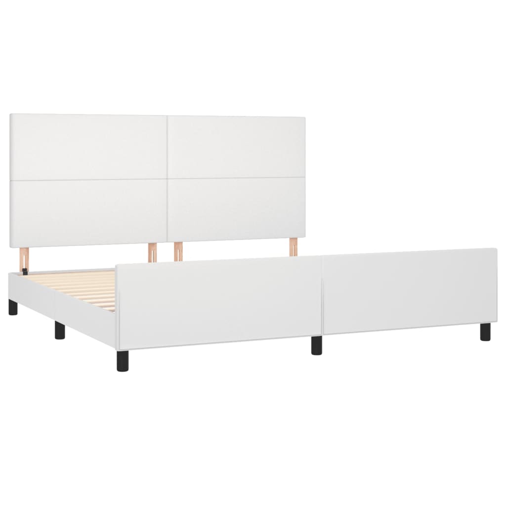 vidaXL Rama łóżka z zagłówkiem, biała, 200x200 cm, sztuczna skóra