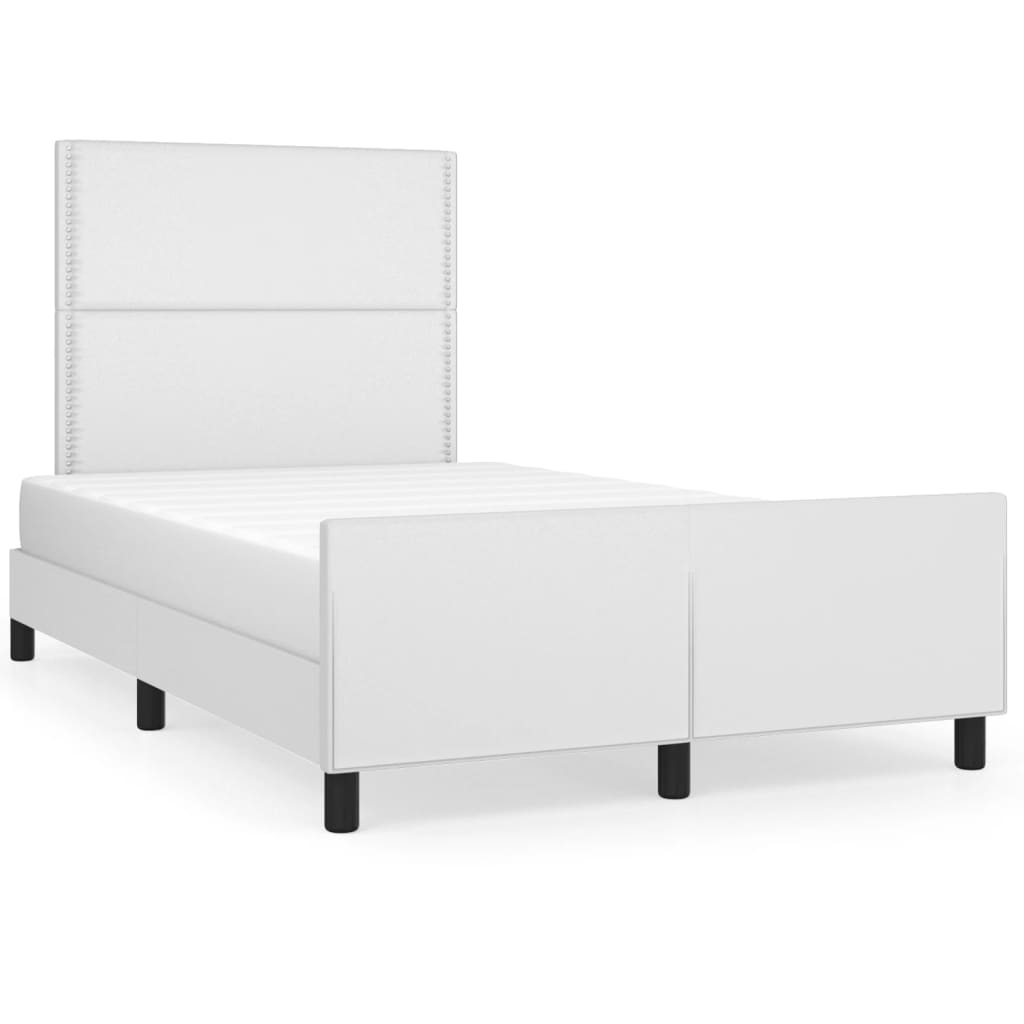 vidaXL Rama łóżka z zagłówkiem, biała, 120x200 cm, sztuczna skóra