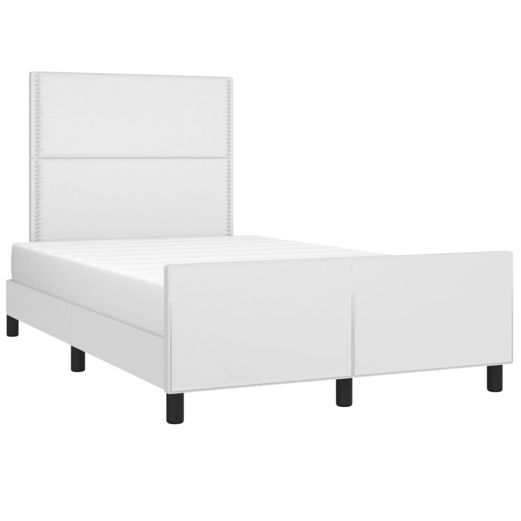 vidaXL Rama łóżka z zagłówkiem, biała, 120x200 cm, sztuczna skóra