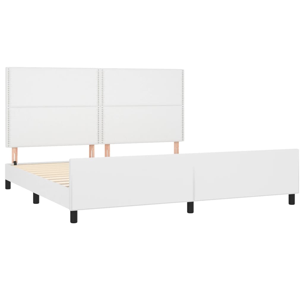 vidaXL Rama łóżka z zagłówkiem, biała, 200x200 cm, sztuczna skóra