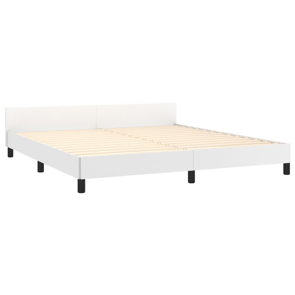 vidaXL Rama łóżka z zagłówkiem, biała, 160x200 cm, sztuczna skóra