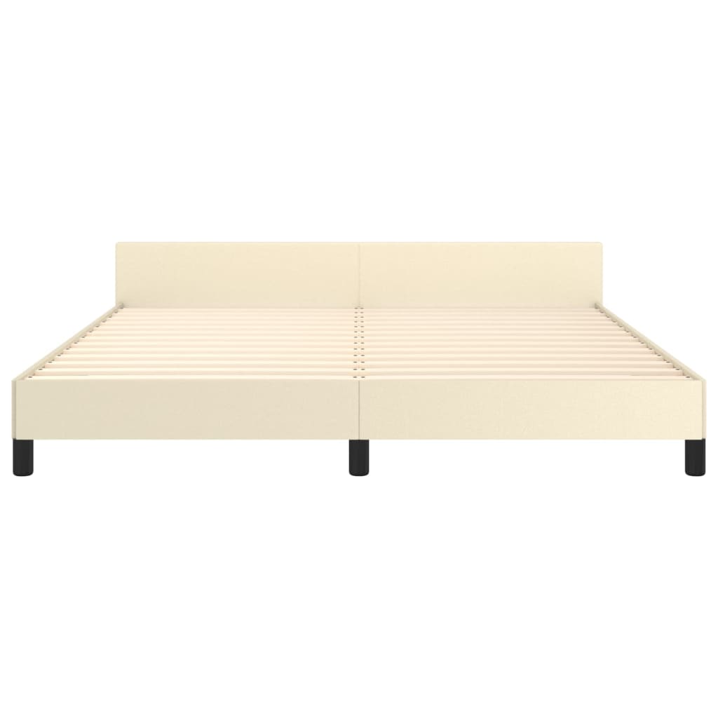 vidaXL Rama łóżka z zagłówkiem, kremowa, 160x200 cm, sztuczna skóra