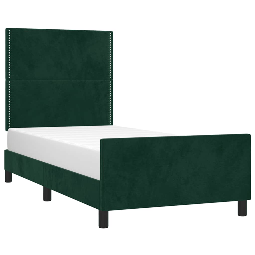 vidaXL Rama łóżka bez materaca, ciemnozielone, 100x200 cm, aksamitne