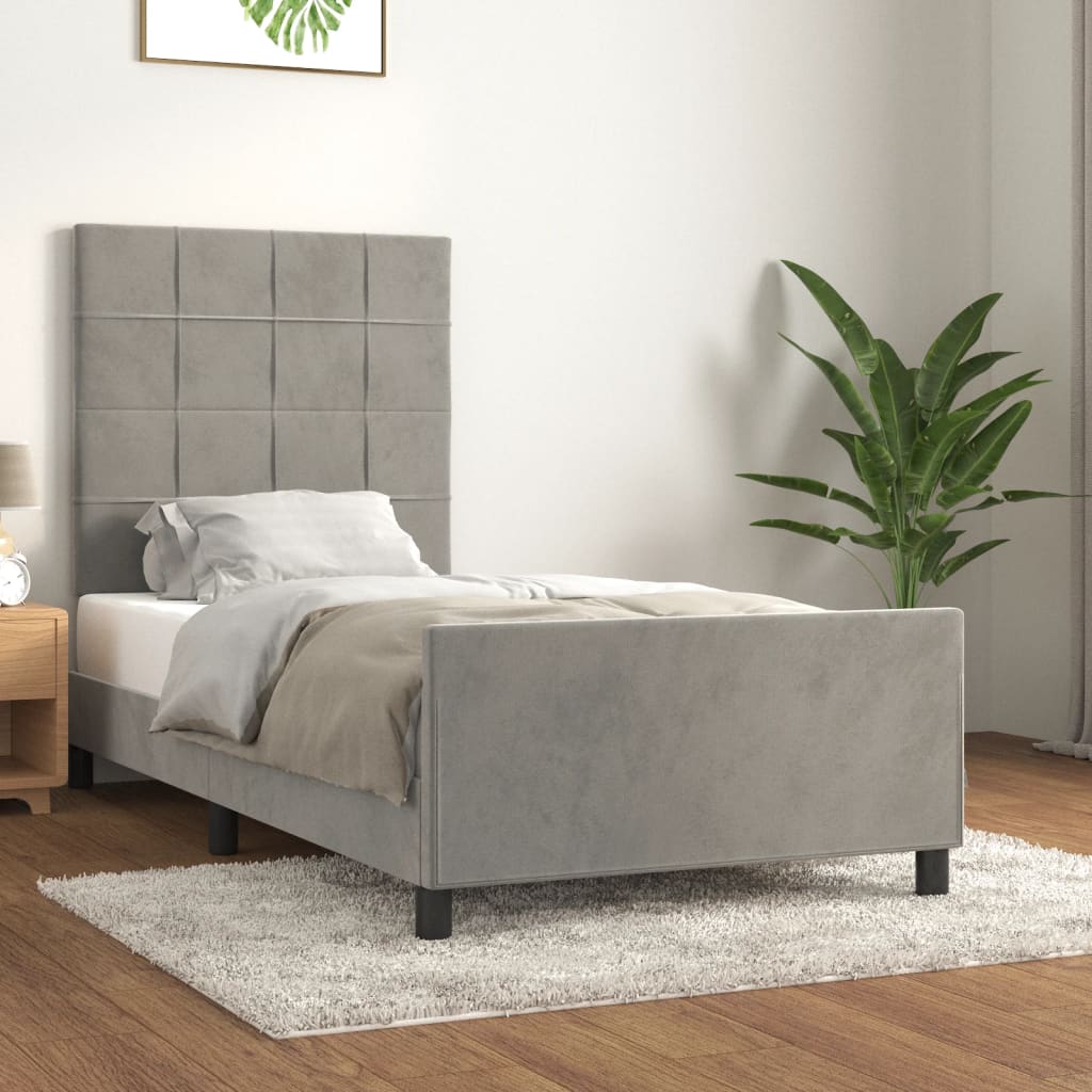 vidaXL Rama łóżka bez materaca, jasnoszara, 80x200 cm, aksamitna