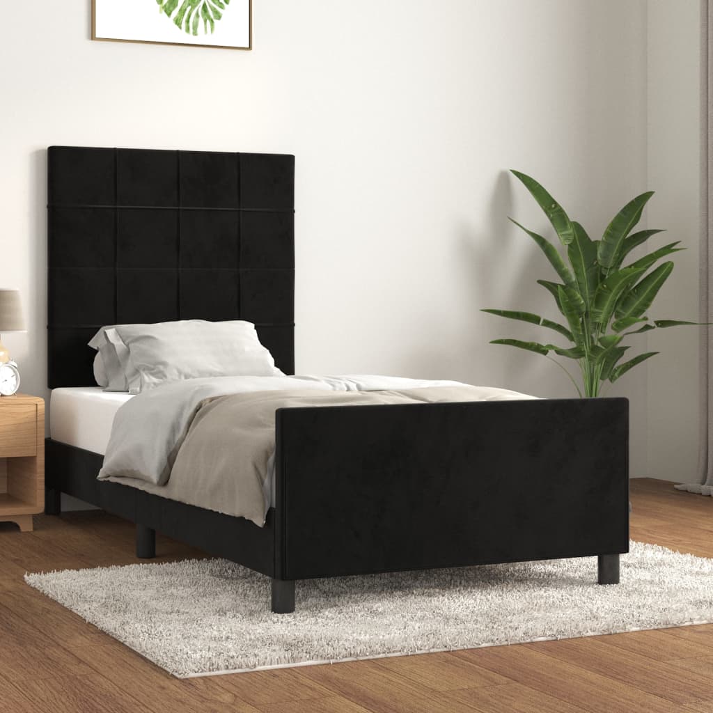 vidaXL Rama łóżka bez materaca, czarna, 100x200 cm, aksamitna