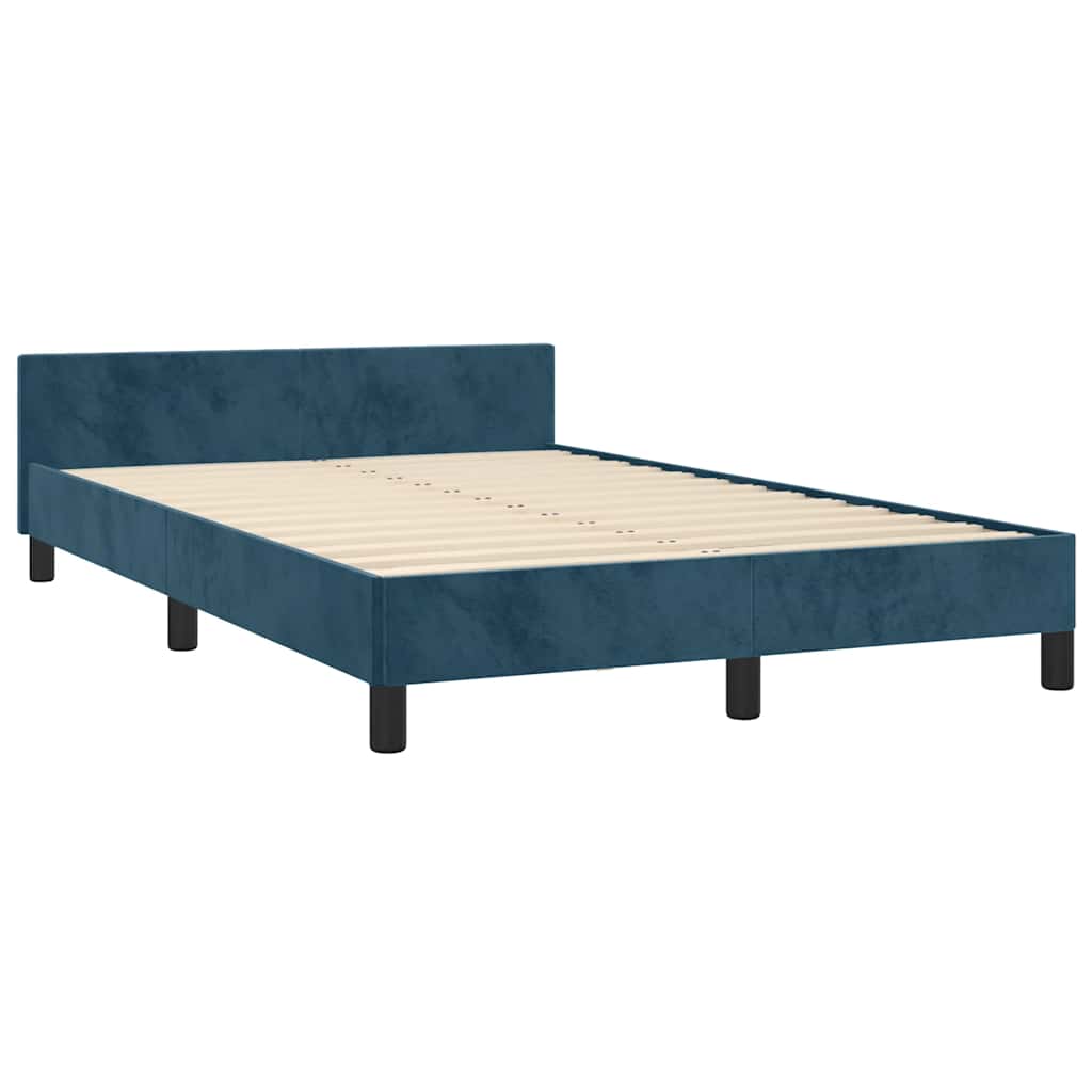 vidaXL Rama łóżka bez materaca, ciemnoniebieska, 120x200 cm, aksamitna