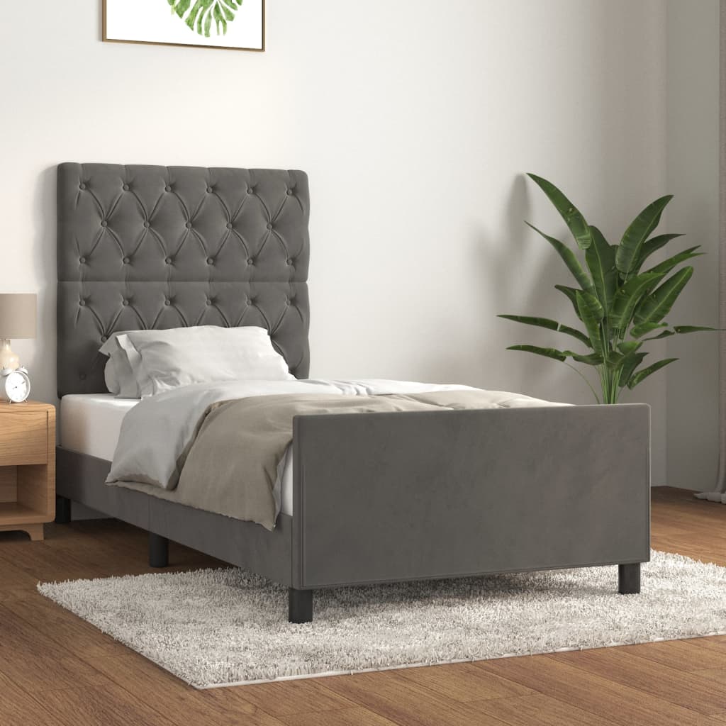 vidaXL Rama łóżka bez materaca, ciemnoszara, 80x200 cm, aksamitna