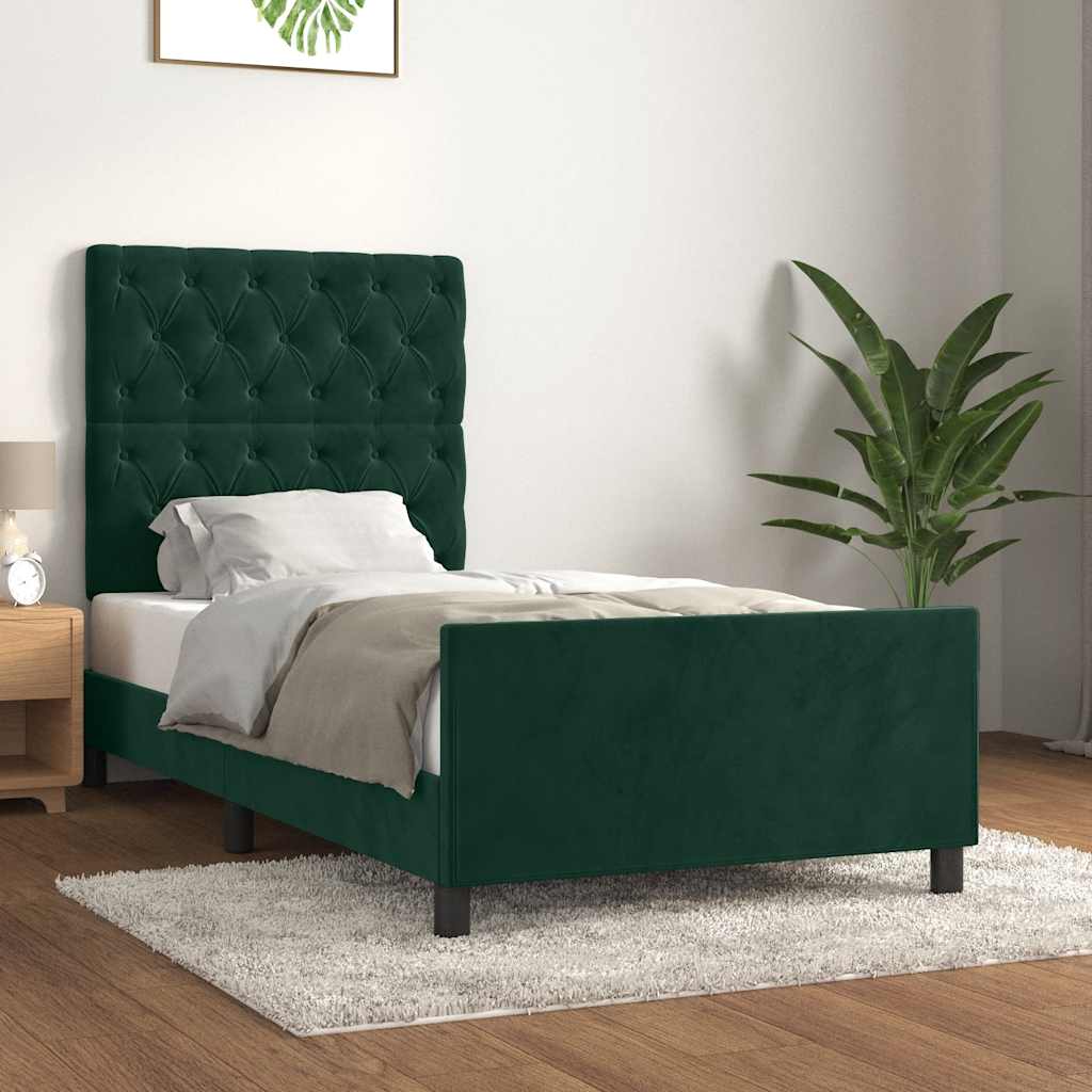 vidaXL Rama łóżka bez materaca, ciemnozielone, 80x200 cm, aksamitne
