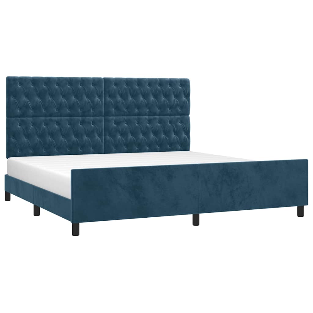 vidaXL Rama łóżka bez materaca, ciemnoniebieska, 200x200 cm, aksamitna