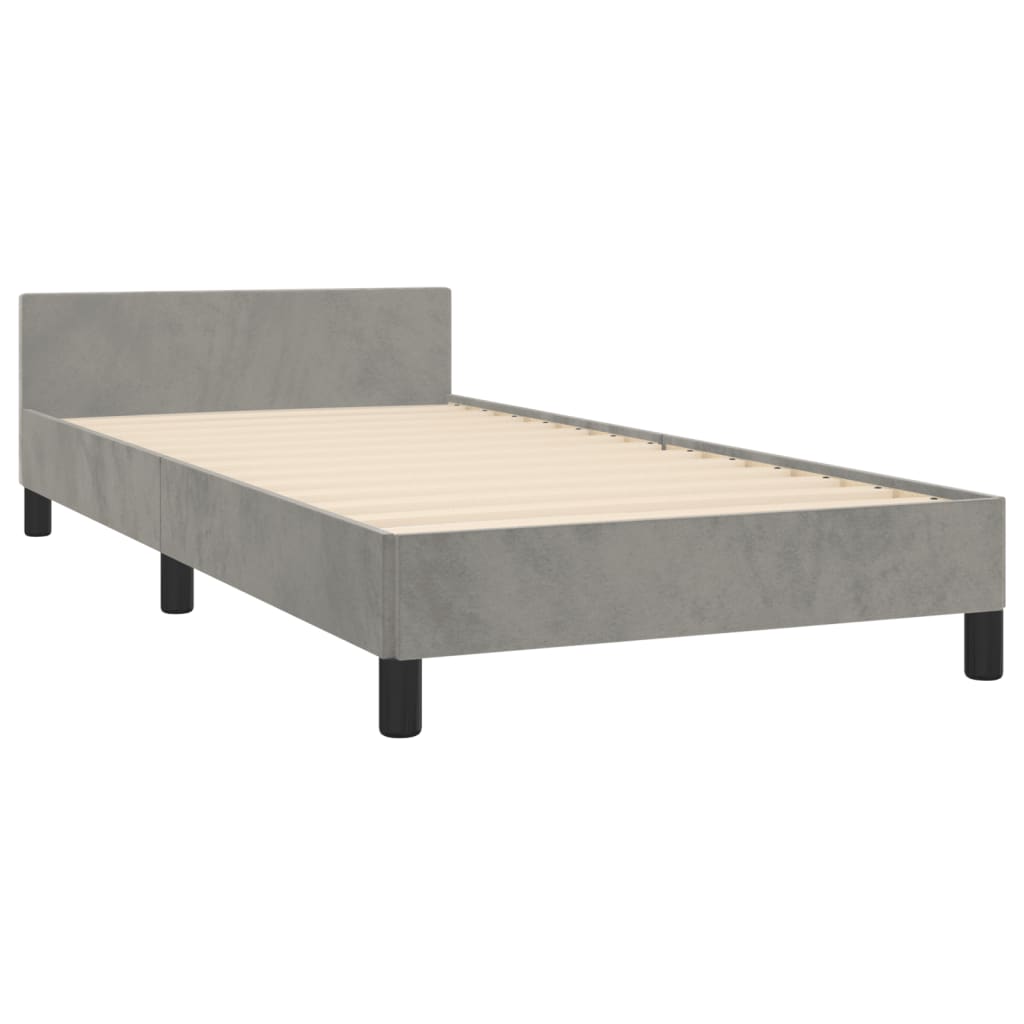 vidaXL Rama łóżka bez materaca, jasnoszare, 90x190 cm, aksamitna
