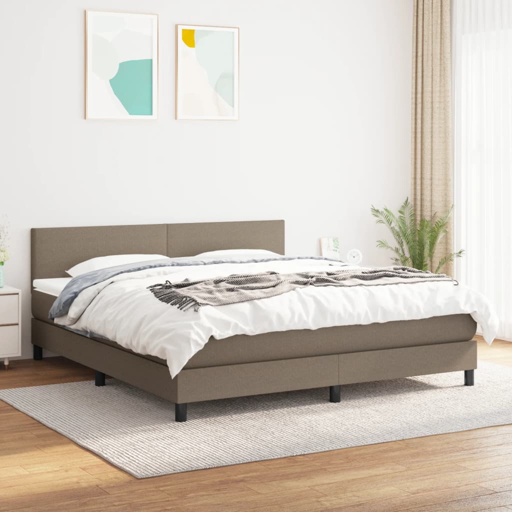 vidaXL Łóżko kontynentalne z materacem, taupe, tkanina, 180x200 cm