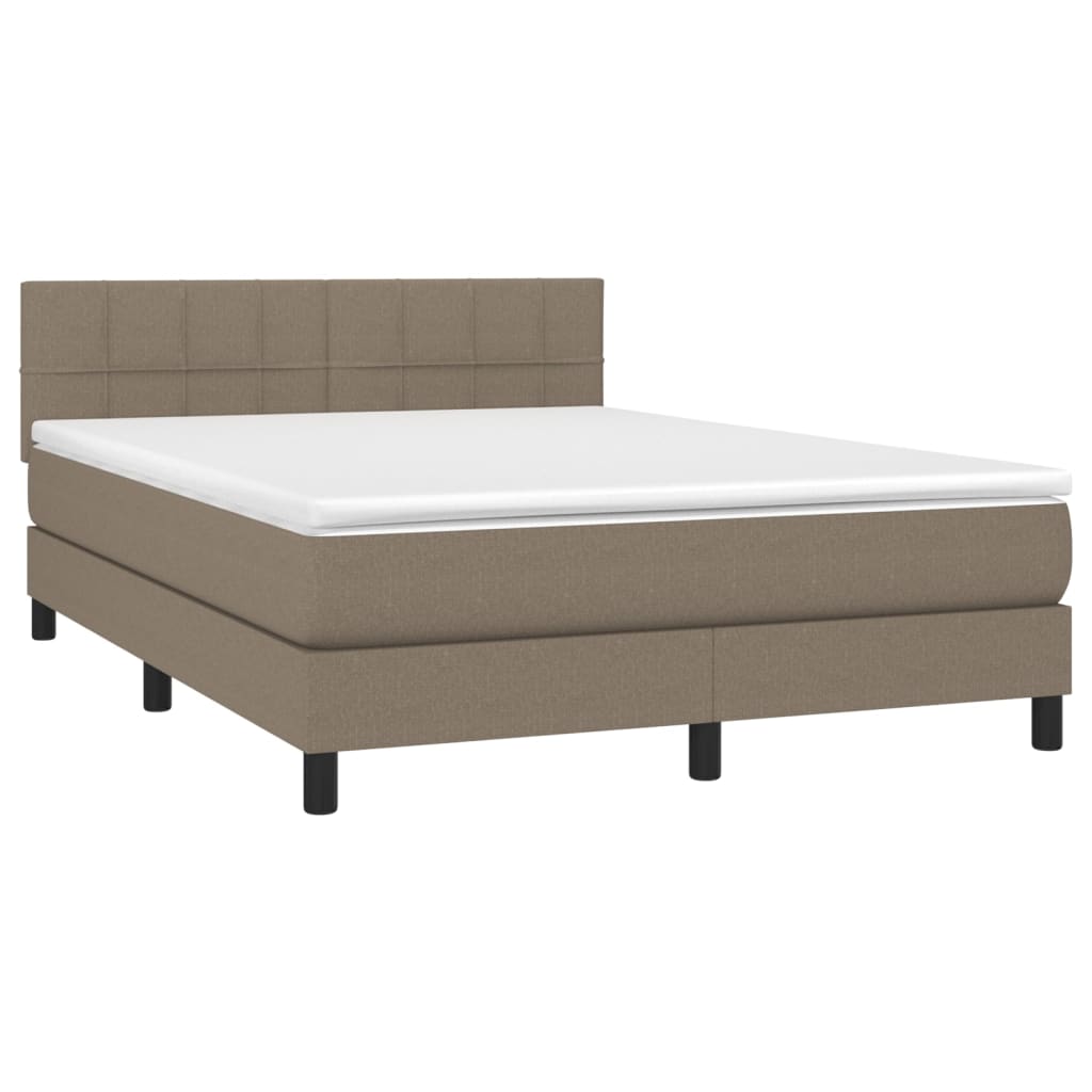 vidaXL Łóżko kontynentalne z materacem, taupe, tkanina, 140x190 cm