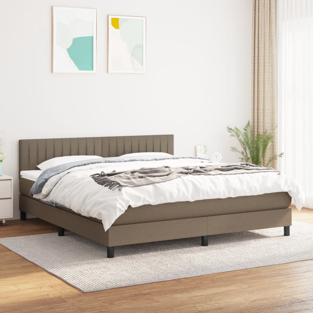 vidaXL Łóżko kontynentalne z materacem, taupe, tkanina, 180x200 cm