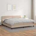 vidaXL Łóżko kontynentalne z materacem, cappuccino ekoskóra 200x200 cm