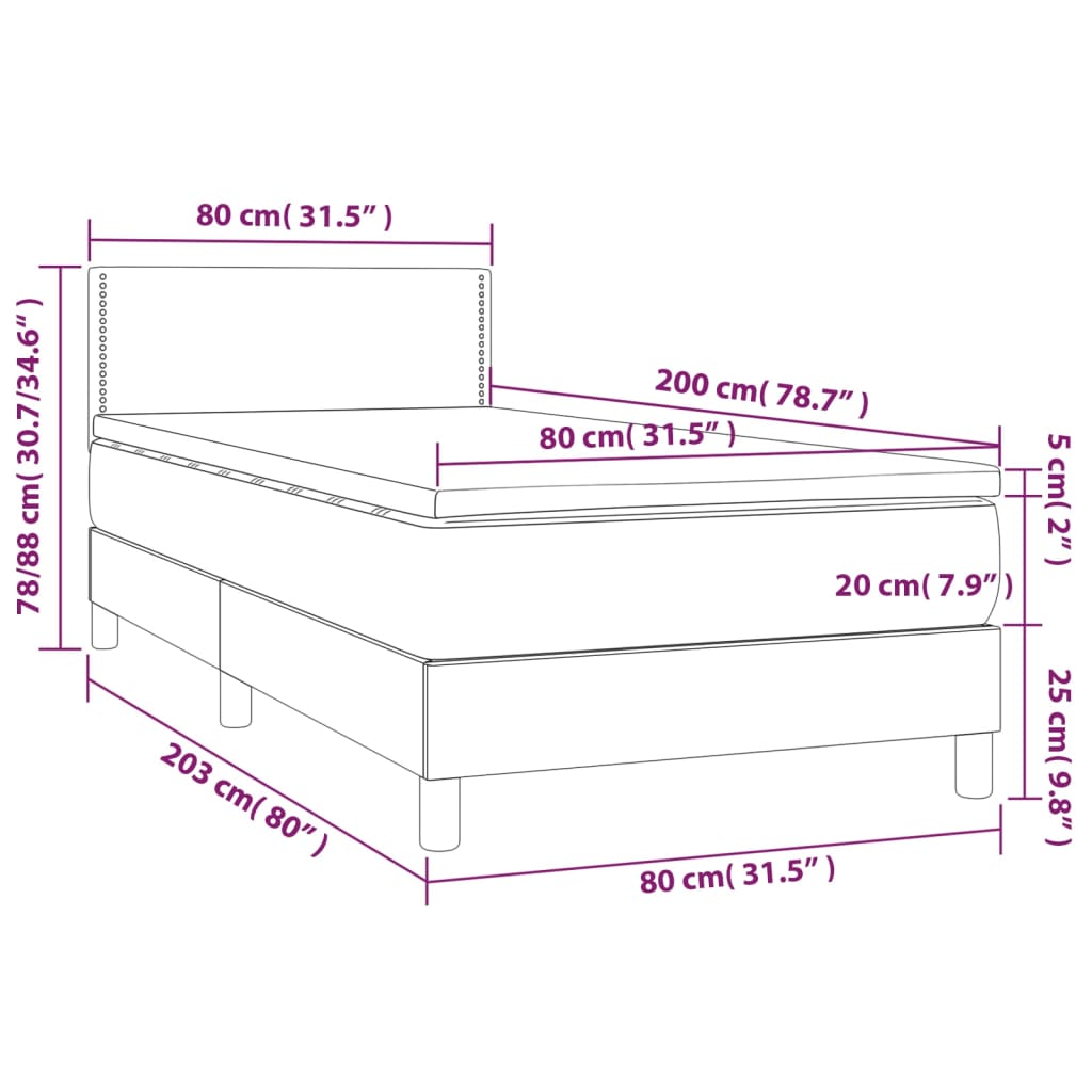 vidaXL Łóżko kontynentalne z materacem, czarne, ekoskóra 80x200 cm