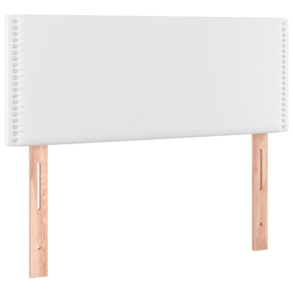 vidaXL Łóżko kontynentalne z materacem, białe, ekoskóra 100x200 cm