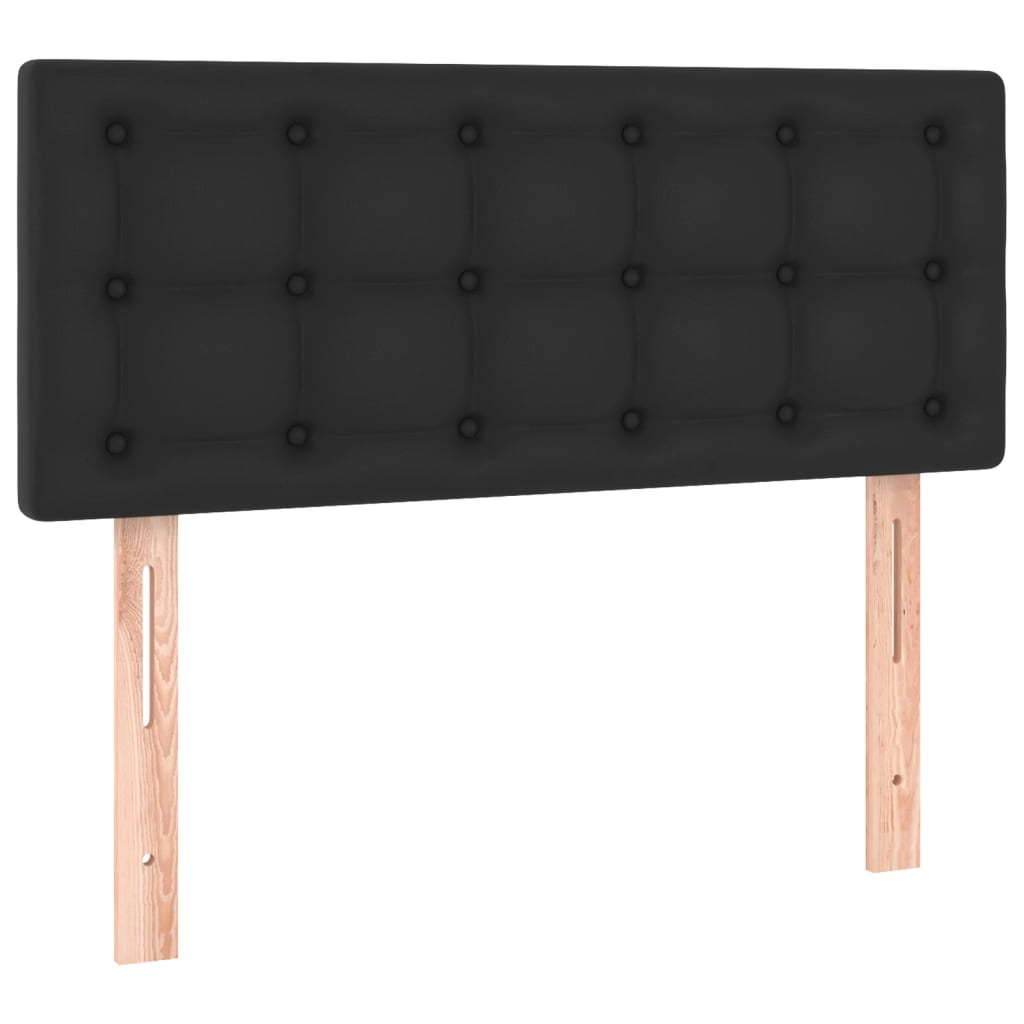 vidaXL Łóżko kontynentalne z materacem, czarne, ekoskóra 90x200 cm