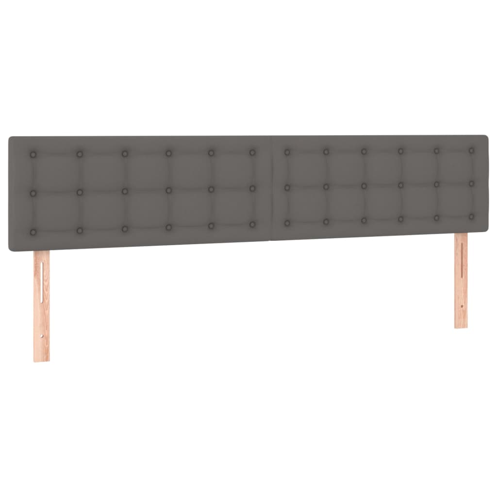 vidaXL Łóżko kontynentalne z materacem, szare, ekoskóra 200x200 cm