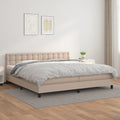 vidaXL Łóżko kontynentalne z materacem, cappuccino ekoskóra 200x200 cm
