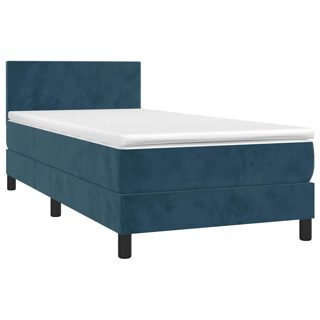 vidaXL Łóżko kontynentalne z materacem, niebieskie, aksamit, 100x200cm