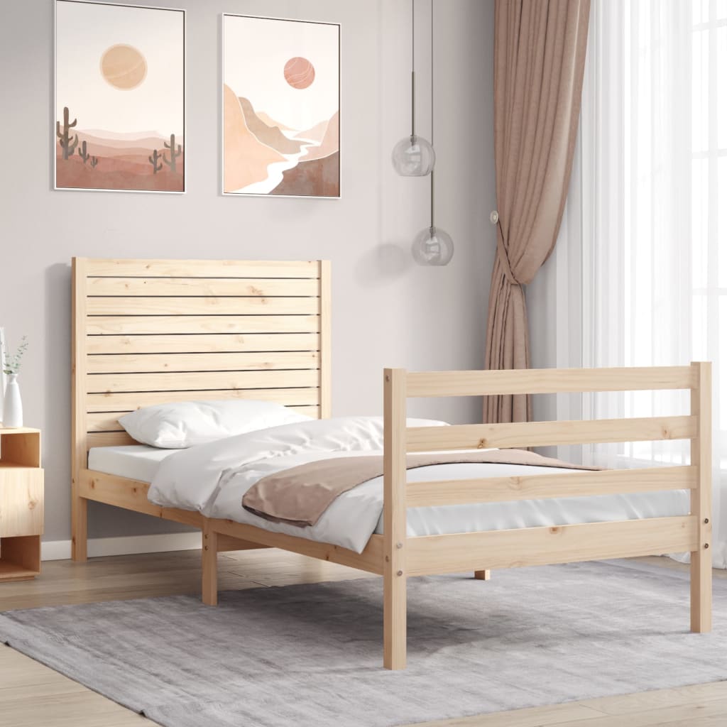vidaXL Rama łóżka z wezgłowiem, 100x200 cm, lite drewno