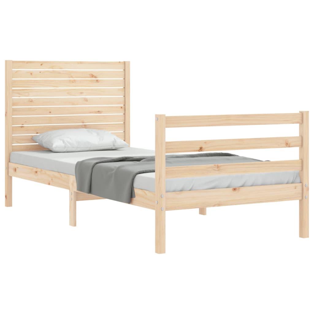 vidaXL Rama łóżka z wezgłowiem, 100x200 cm, lite drewno