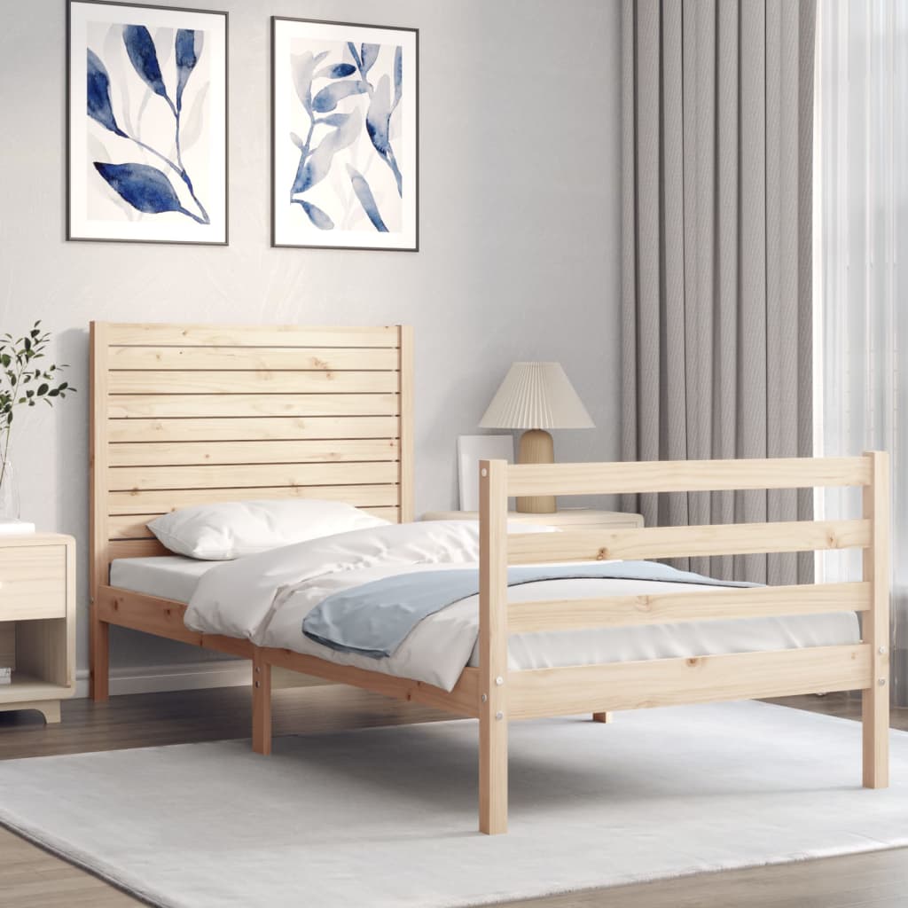 vidaXL Rama łóżka z wezgłowiem, 100x200 cm, lite drewno