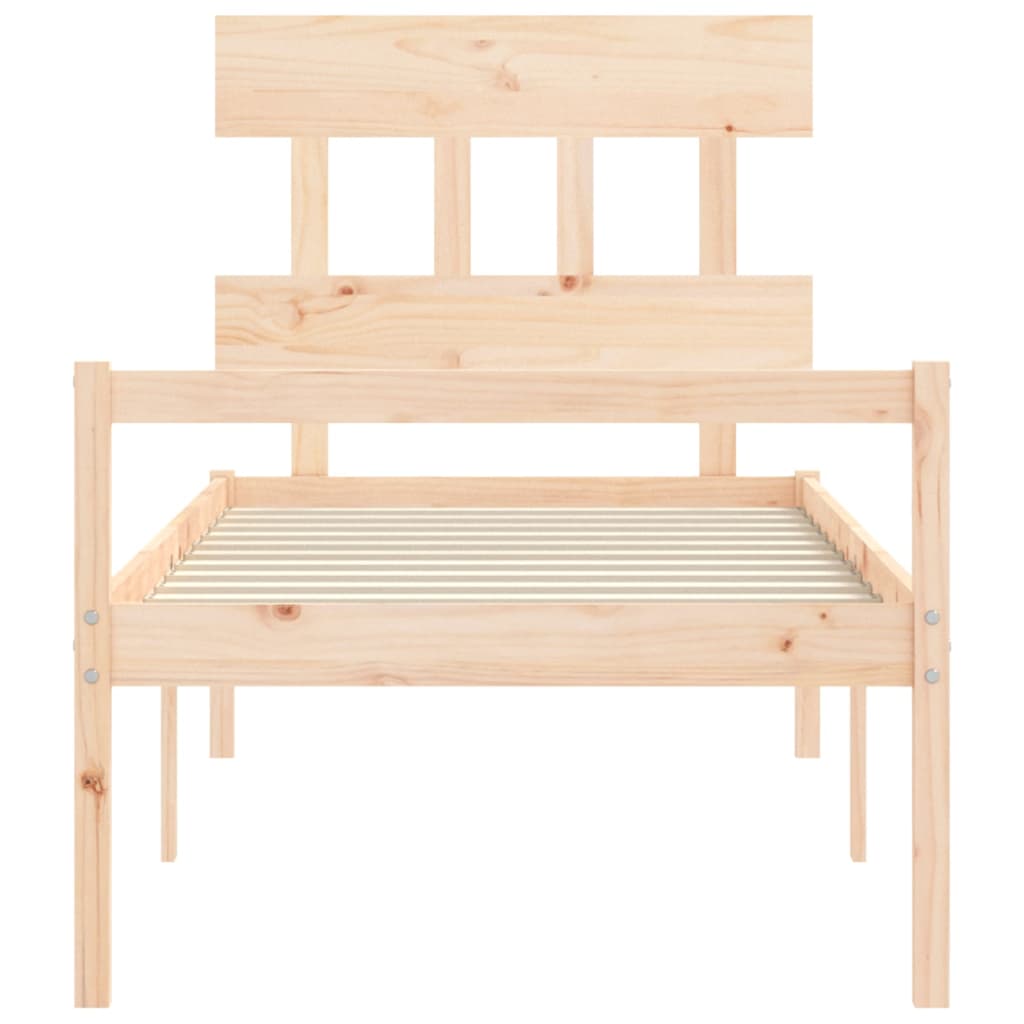 vidaXL Łóżko dla seniora, rama z wezgłowiem, 90x200 cm, lite drewno