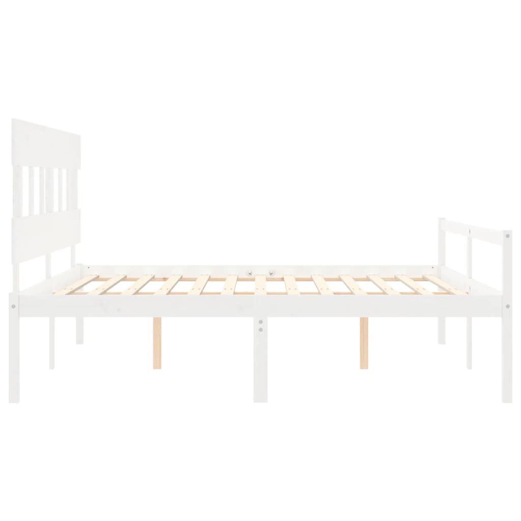 vidaXL Łóżko dla seniora, z wezgłowiem, białe, 200x200 cm, lite drewno